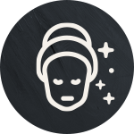 Minimalist illustration of a face with stars