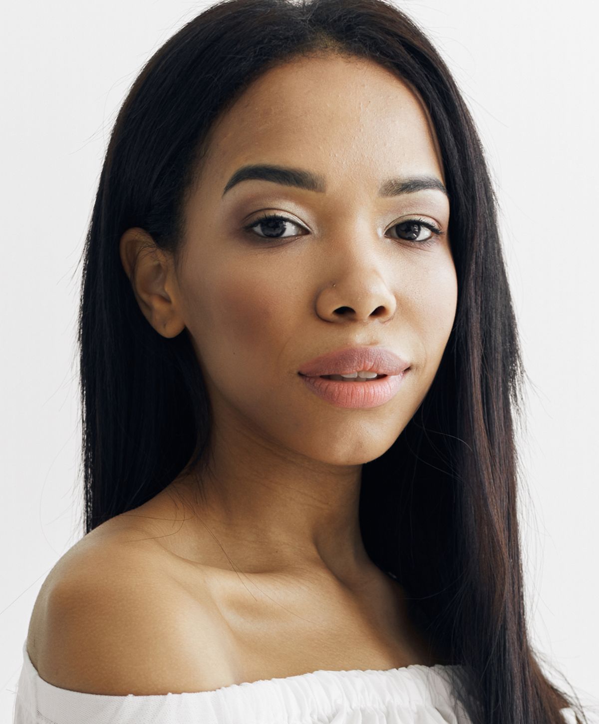 Close-up of a woman with radiant skin.