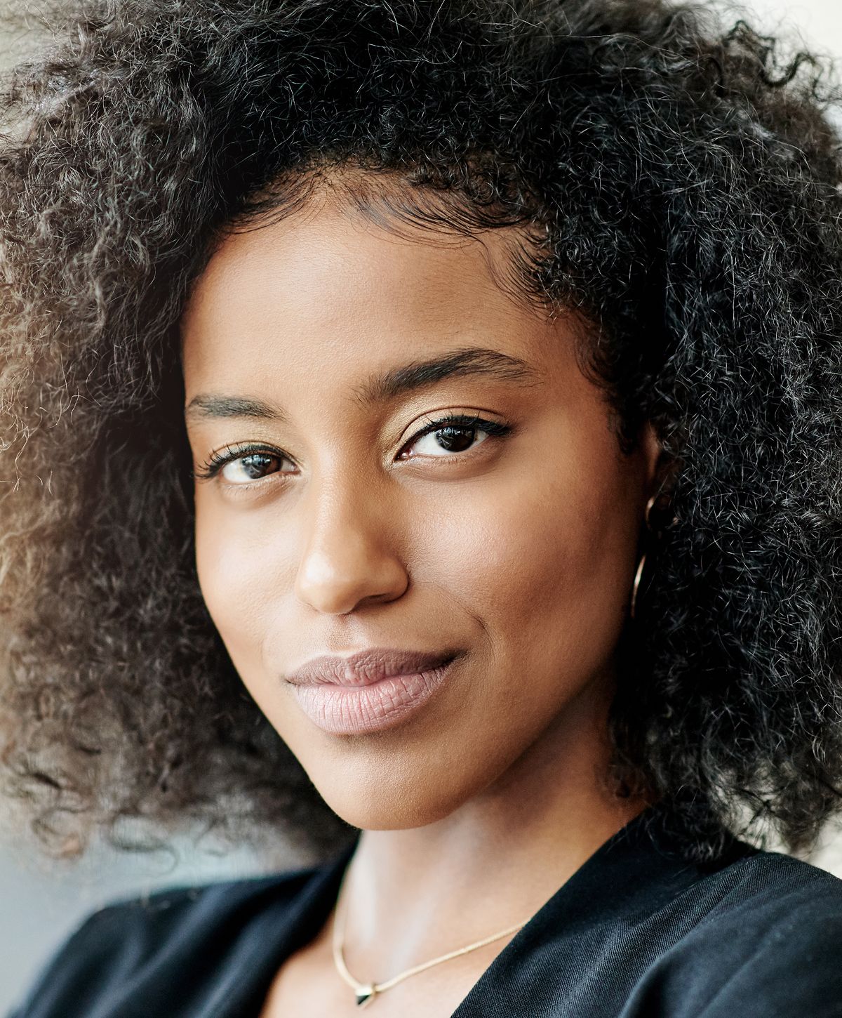 Close-up of a woman with radiant skin.