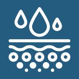 Water droplet and wave illustration on blue background.